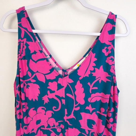 Boden Floral Midi Dress Sleeveless‎ V Neck Pink Teal Women's US 12 - Picture 3 of 6
